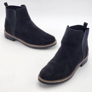 Espirit Selma Slip On Chelsea Ankle Boots Faux Suede Black Size 10